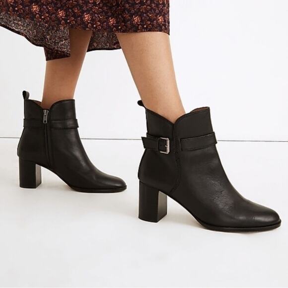 Madewell‎ Womens 8.5 The Alaina Buckle High Heeled Leather Ankle Boots - Picture 1 of 10